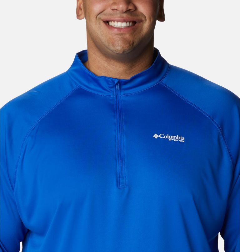 Men's Columbia PFG Terminal Tackle 1/4 Zip Sweatshirts Blue | Plus Size CA-QA530